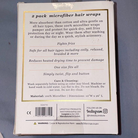 Odara 2 duo hair microfiber hair towel wraps with button closure dry hair travel - Picture 2 of 3